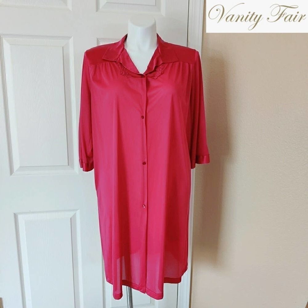 Vintage 60s Vanity Fair button front nightgown L
